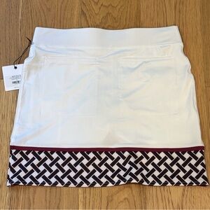 NWT Belyn Key Contrast Banded Skort Skirt Golf Small Chalk Trellis Print 17”